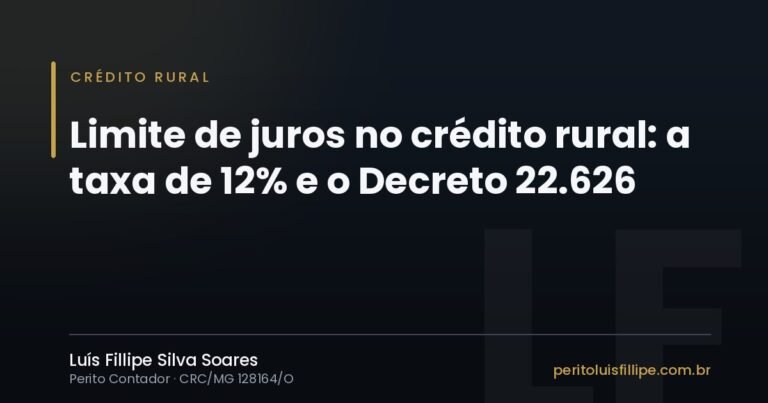 Capa do artigo: Limite de juros no crédito rural: a taxa de 12% e o Decreto 22.626