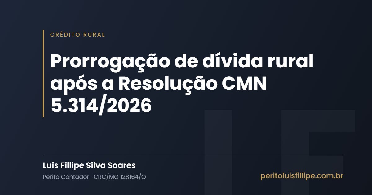 Prorrogação de dívida rural após a Resolução CMN 5.314/2026